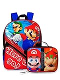 Super Mario Backpack with Insulated Lunchbox - red/blue, one size