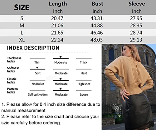 Zaful ZST05092208TC04 Women V Neck Button Knit Crop Sweaters Batwing Sleeve V Back Ribbed Hem Pullover Sweater A-Khaki thumb #5