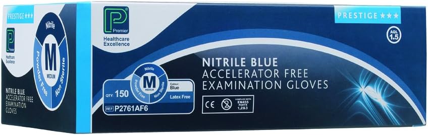 PMP2762AF6 Nitrile Blue Accelerator Free Glove Large (Pack of 150)