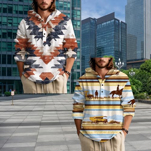 ZOCANIA Men's Hoodies Sweatshirts Western Aztec Pullover Shirts Baggy Sweatshirt Vintage Henley Collar Sweatshirts4