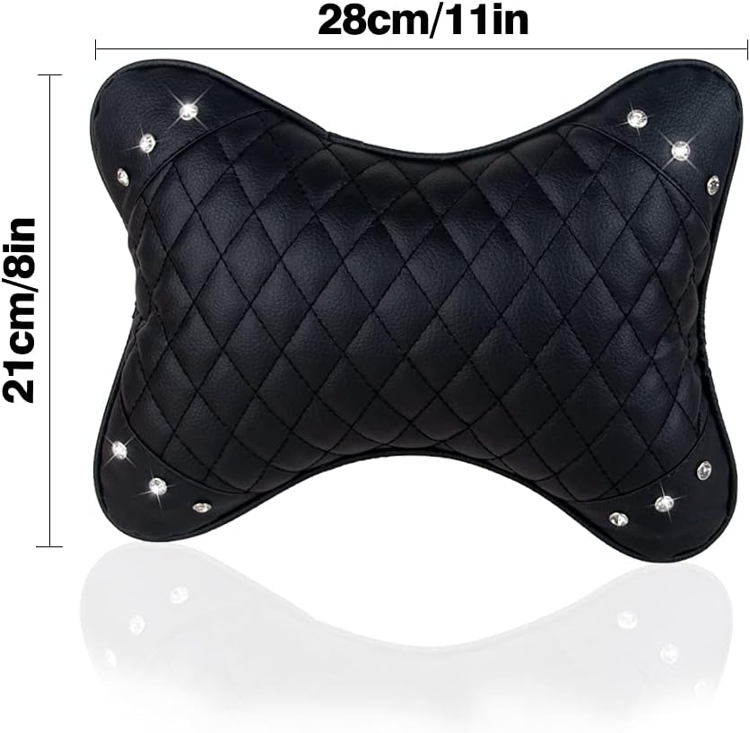 eing Car Neck Pillow Breathable Auto Head Neck Rest Cushion Bling Crystal Relax Neck Support Headrest Comfortable Soft Pillows for Travel Car Seat & Home - 2 Pack