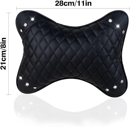 Miniatura 6 de eing Almohada para el cuello del automóvil, transpirable, cojín de descanso para la cabeza y el cuello, con cristales brillantes, para relajarse,