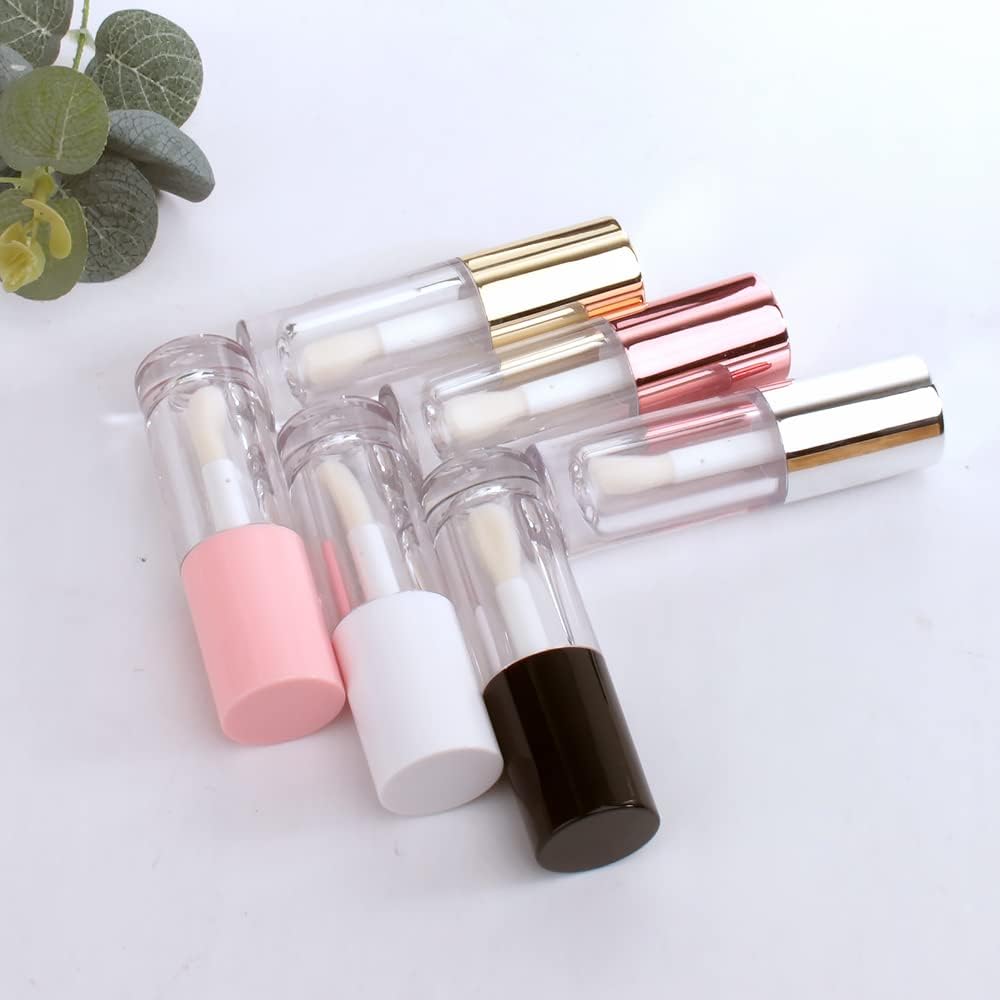 COSIDEA 50pcs Empty Pink 6ml big doe foot wand lip gloss tubes Round Chunky lipgloss tubes containers wholesale with thick large wand