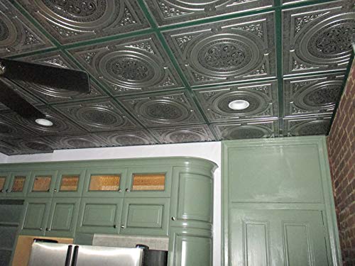 Steampunk-Faux Tin Ceiling Tile - Antique Silver 25-Pack #TOP2