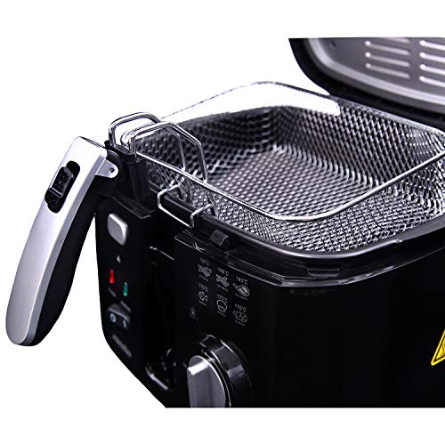 Mesko MS4908 Friteuse Électrique à Huile, Capacité de 2,5 L, Température Réglable, Cuve Amovible Antiadhésif, Couvercle avec Filtre Anti-odeur et Fenêtre de Contrôle, Nettoyage Facile, 1800W, Noir – Image 6