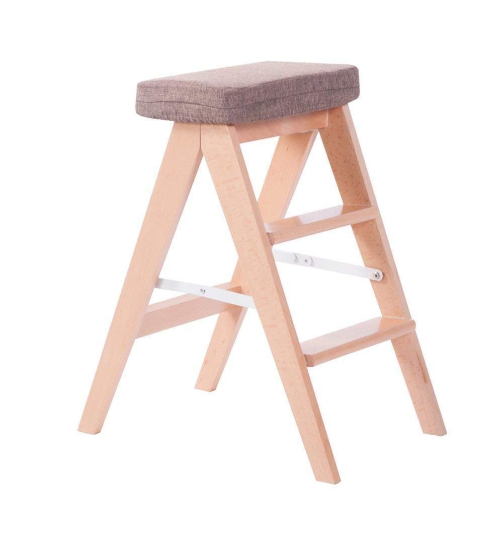 Taburete de cocina plegable Faduni y escalera de madera para adultos con silla verde