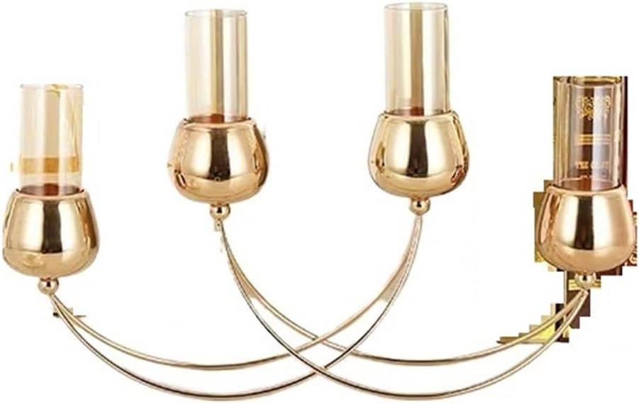 European-Style Metal Candle Holder, Hotel Apartment Dining Table Decoration, Creative Ornament, Shaped, Jewelry(4headgold)