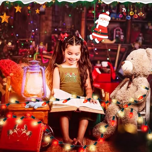 Image of GOOTHY 25Ft C9 Red and White Christmas Lights Outdoor, C9 Vintage Christmas Lights with 26 7W Red and White Bulbs, Hanging Outdoor String Lights for Patio Outside Holidays Party Xmas Roofline Wedding