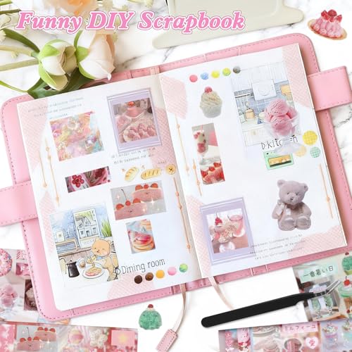 Image of 650Pcs Cute Scrapbook Stickers Travel Y2k Japanese Sticker Book for Adult Kawaii Korean Stickers for Journaling Aesthetic Sticker Food Glitter Heisei Retro Decor for DIY Crafts Junk Journal Gifts Pink