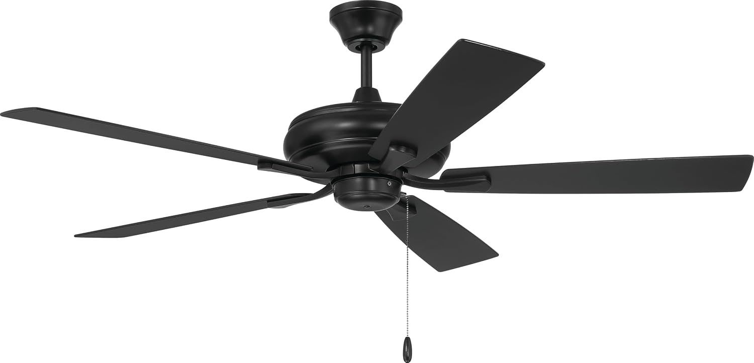 Craftmade 52" Eos in Flat Black Finish Ceiling Fan with Reversible Flat Black/Greywood Blades