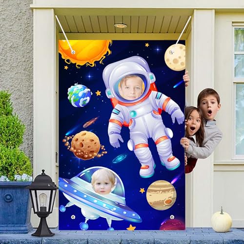 Spazio Astronauta Viso Sfondo Fotografico, Ideale per Festa di Compleanno Spaziale, Perfetto per Decorazioni per Compleanni a Tema Spaziale, Astronauta Accessorio per Foto Adatto per Bambini e Adulti