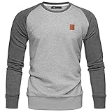 Amaci&Sons Herren Basic College Sweatjacke Pullover Hoodie Sweatshirt 4050 Hellgrau/Anthrazit L