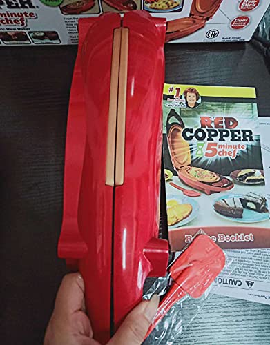 Candora Red Copper 5 Minute Chef Electric Frying Pan Smokeless Non-Stick Steak Grill Pan Pizza Pan #TOP5