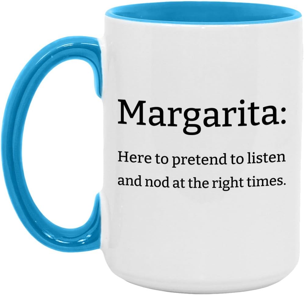 Funny Margarita Mug - Unique Margarita Gift - Sarcastic Margarita Definition Mug 15oz White/Light Green