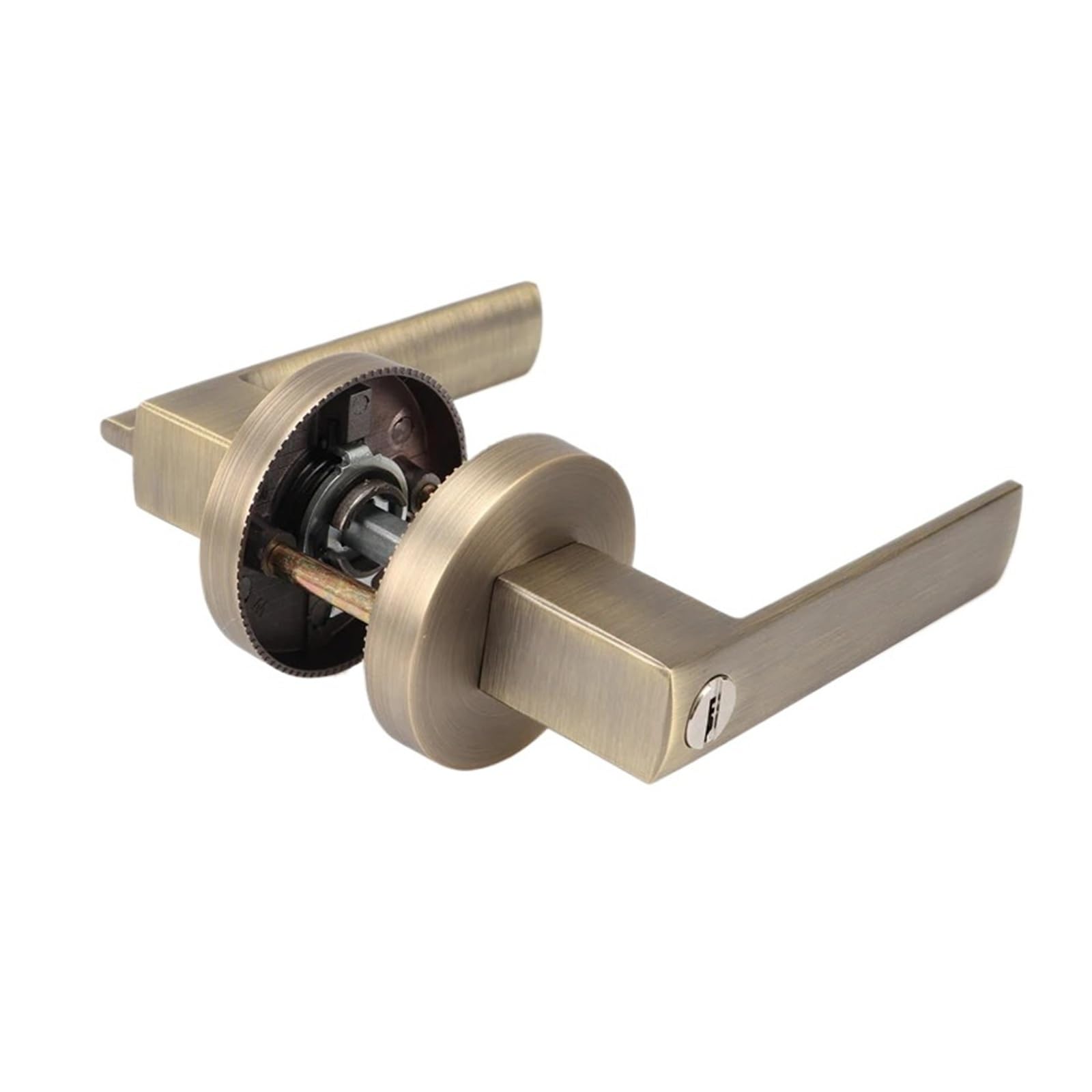 Sjloynwq Green Bronze Indoor Household Door Lock Round Three-Pole Handle With Key(Green Bronze)
