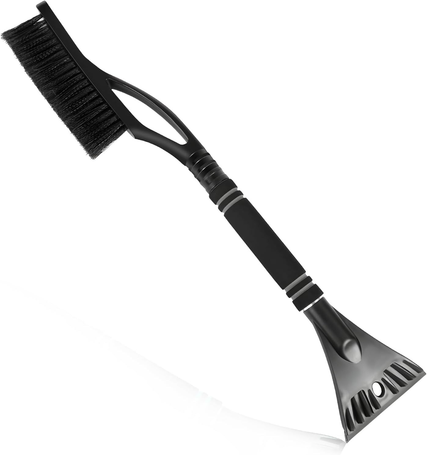 Snow Brush and Ice Scraper for Car Windshield, 23.6" Scratch Free Auto Scraper Soft Bristle Brush with Ergonomic Grip, Detachable Winter Snow Removal Tool for Cars Trucks SUVs (Black)