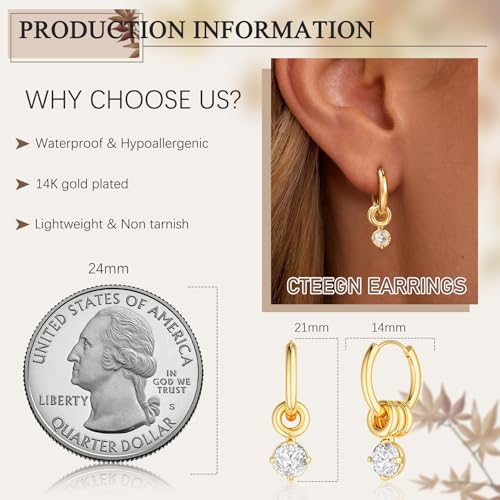 Gold/Silver Hoop Huggie Earrings for Women Dainty Dangle Drop Dangling Dangly 14K Plated Stud Earrings Trendy Small Statement Tarnish Jewelry Gifts4