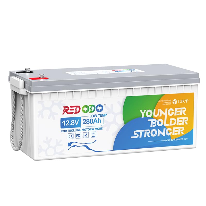 Redodo Batteria LiFePO4 12V 280Ah con protezione a Bassa Temperatura,Batteria Litio con BMS 200A,Max 3584Wh di Energia,Perfetta per Sistemi Solari,Camper, Barche,Accumulo di Energia Domestica