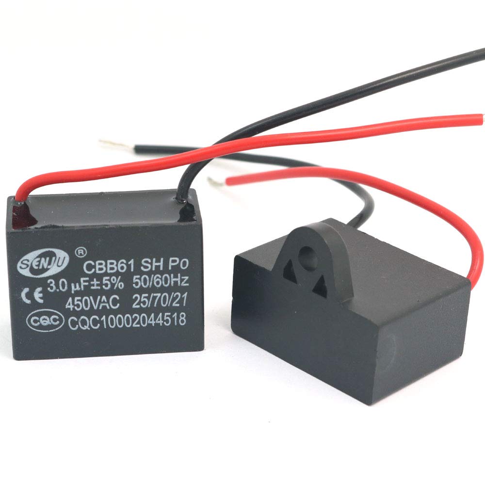 DollaTek 2 Stück CBB61 Kondensator – 3µF, 450V AC, 50/60 Hz – Für Klimaanlagen-Ventilatoren, Deckenventilatoren & Gebläse – Motorkondensator