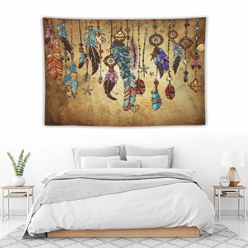 Ddcbns Retro Feather Tapestry Wall Hanging,Aztec Native American Navajo Ethnic Tribal Design Wall Hanging Tapestry Wall Art Home Décor For Bedroom Living Room Dorm Wall Décor 60 Inch X 40 Inch thumb #4