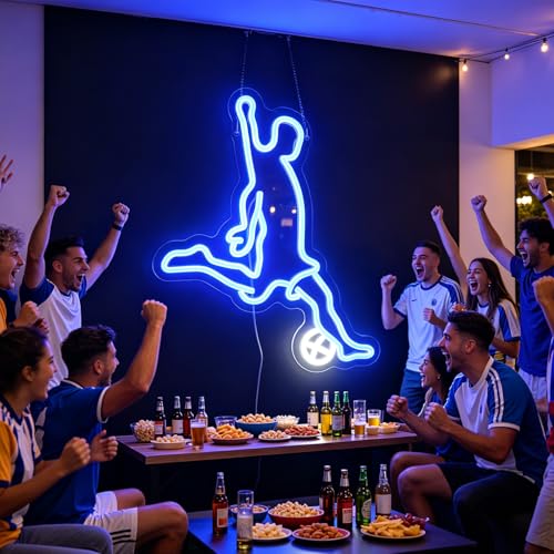 Image of Football Lover Neon Sign, Soccer Sport Neon Light Sign, Football Club Lights, Led Light Up Signs for Football Team Dormitory Man Cave, Bedroom Game Room Wall Art Decorations Christmas Birthday Gifts