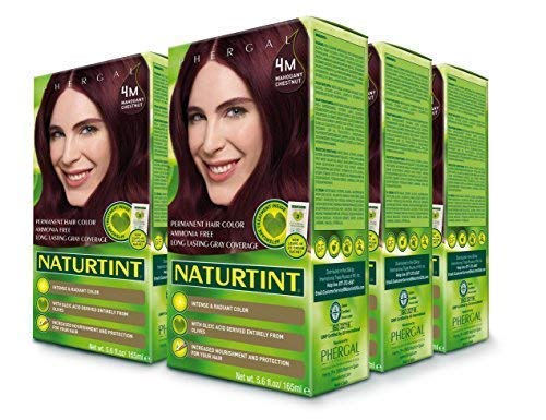Naturtint Permanent Hair Color 4M Mahogany Chestnut (Pack of 6), Ammonia Free, Vegan, Cruelty Free, up to 100% Gray Coverage, Long Lasting Results