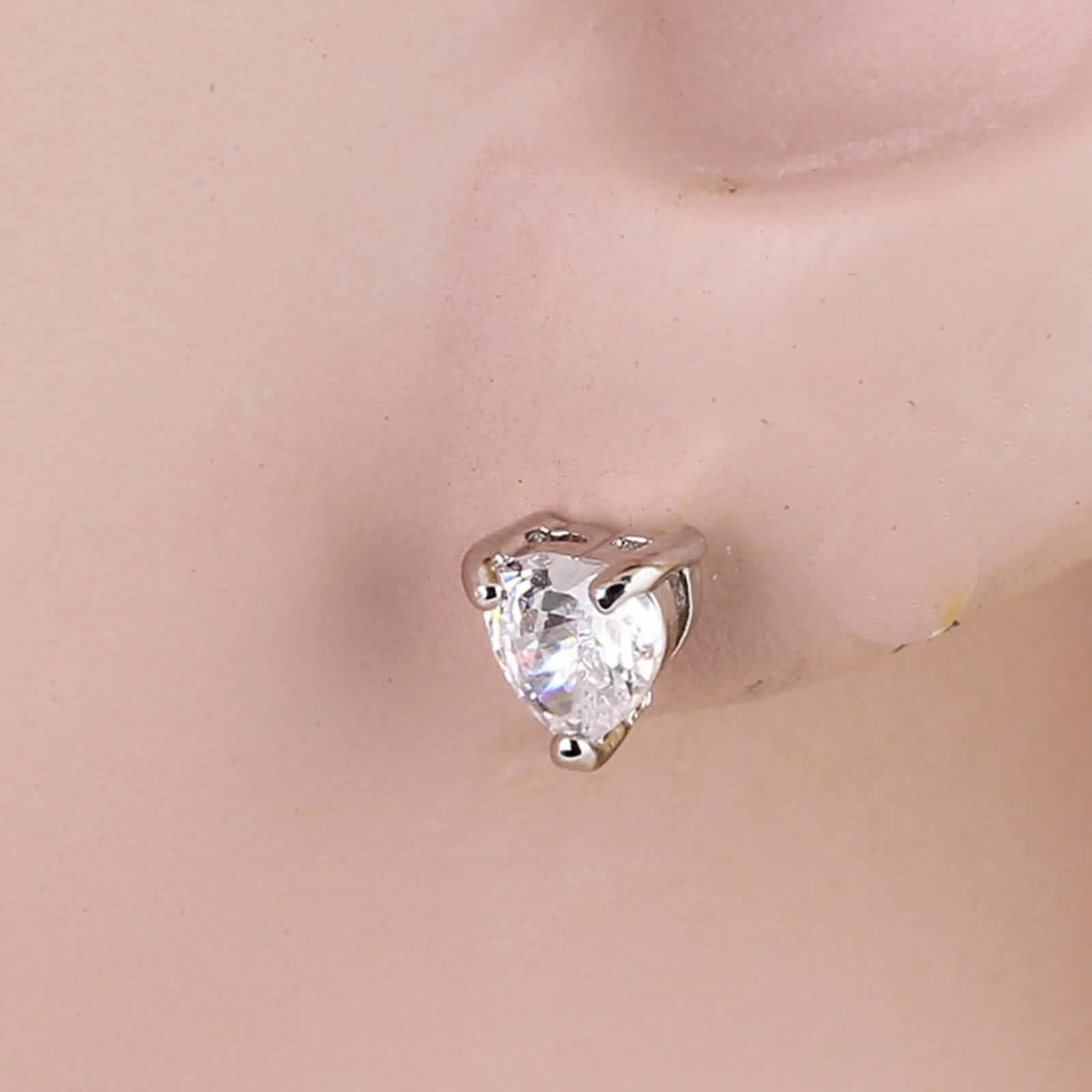 AMDXD Echt Goldschmuck Ohrstecker Damen Vintage 9 Karat Au375 Weißgold, Herz Ohrstecker mit Moissanit Herzschliff, Ohrringe Boho 9K Gold