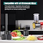 Stainless Steel Slicer Shredder Attachment Compatible with Kitchenaid Stand Mixer Parts Accessories, Vegetable Shredder Cheese Grater with Detachable 5 Blades