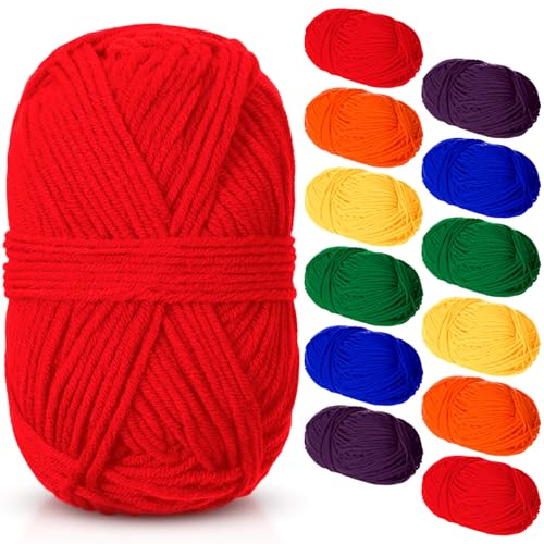 Image of Timgle 12 Pcs Skeins Rainbow Yarn for Gay Pride Crafts Multicolored Milk Cotton Yarn DIY Crochet and Knitting for LGBT Party Knitting Projects