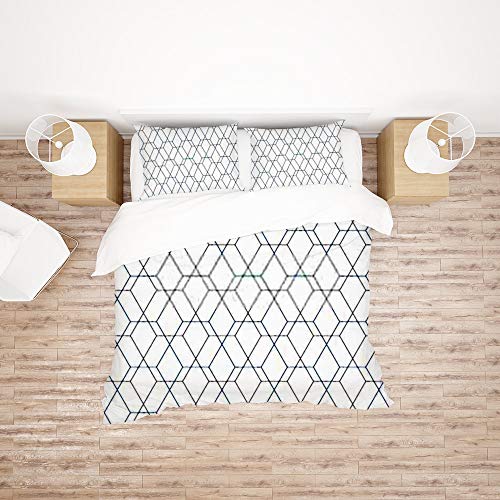 Parure de lit 3 pièces motif géométrique en polyester avec 2 taies - 3