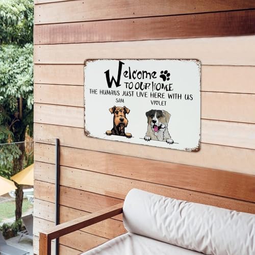 Plaque en métal rétro suspendue décorative avec nom de chien et chat