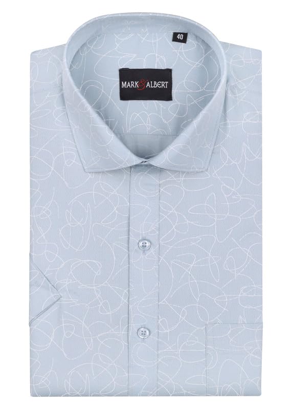 Image of MARK & ALBERT Men's 100% Cotton Printed Half Sleeves Regular Fit Shirt for Men