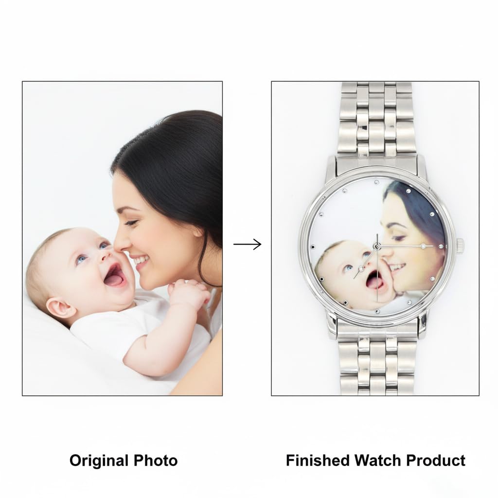 Reloj grabado con foto personalizada para hombre, regalo personalizado para tu marido, acero inoxidable plateado, reloj a juego para parejas, foto conmemorativa de bricolaje, para tu esposa o novio.