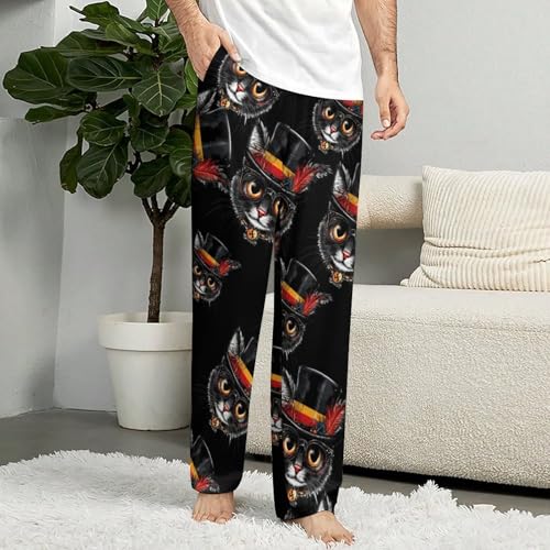 Cute Cat German Flag Pajama Pants for Men Women Printed Sleep Pants Soft Lounge Sleepwear Bottom with Pockets4