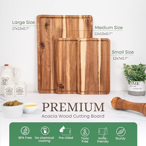 Set de 3 tablas de cortar de madera de acacia miniatura 3