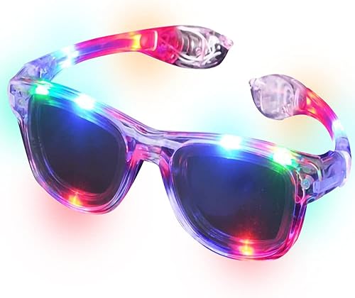 ArtCreativity Lentes de sol retro iluminados, 1 par, lentes de sol LED para niños y adultos, con 3 modos intermitentes, suministros de fiesta de los