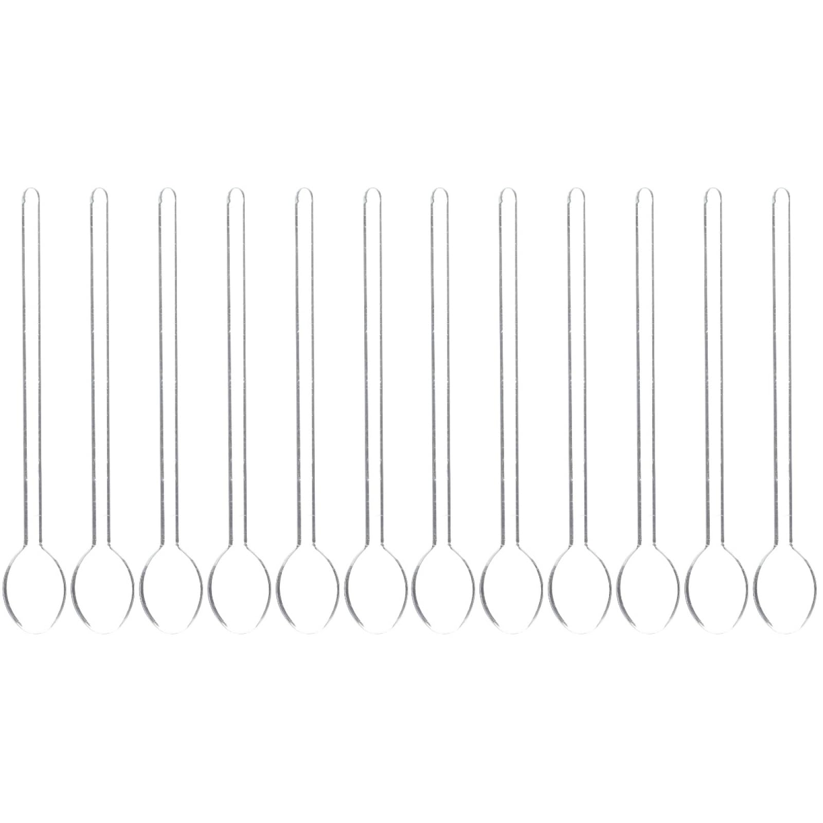 Operitacx Juego de 12 cucharas de cristal resistentes al calor, 14,20 cm, reutilizables, para café, té, cócteles y postres, con mango ergonómico