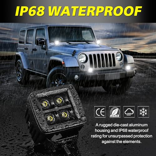 Image of 3 inch CREE LED Cubes with DRL 80W Spot Beam Square 3x3 LED Pod Lights Offroad Driving Light Fog Ditch Lights for Trucks Pickup Motorcycle SUV UTV ATV Dirt Bike Golf Cart