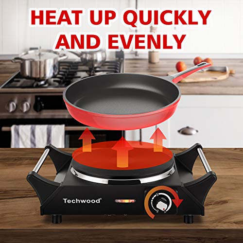 Techwood JVZ-8 Hot Plate Portable Electric Stove 1500W Countertop Single Burner thumb #3