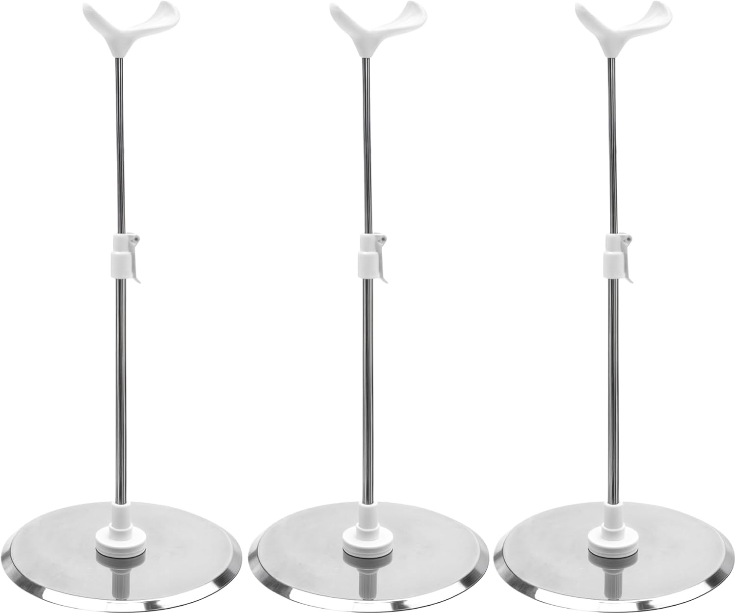 3Pcs Doll Base Stand Fit for BJD Dolls 1/3 1/4 Applicable 15.7" - 27.6" Tall, Stainless Steel Adjustable Small Display Holder Base Support Accessories for Ball Jointed Doll, for Action Figures Posing