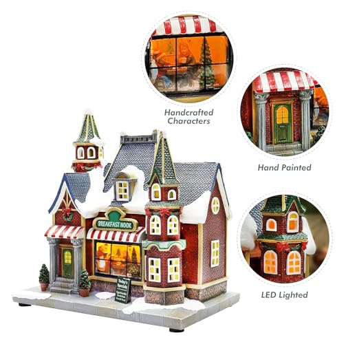 MOMENTS IN TIME Lighted Christmas Village Building Breakfast Nook LED Lights Music Battery Operated Plays 8 Holiday Songs Optional 4.5V Adapter Gift Wrapped Ready Décor - Image 3