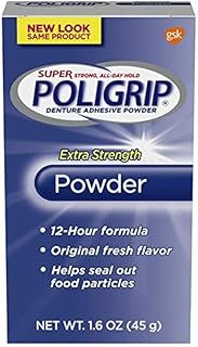 Super Poligrip Extra Strength Denture and Partials Adhesive Powder, 1.6 ounce