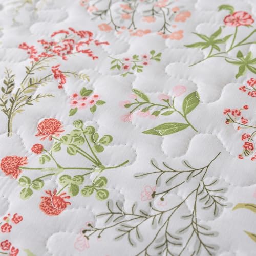 NEWLAKE Quilt Bedspread Sets - Blooming Classic Floral Pattern Reversible Coverlet Set, Queen Size