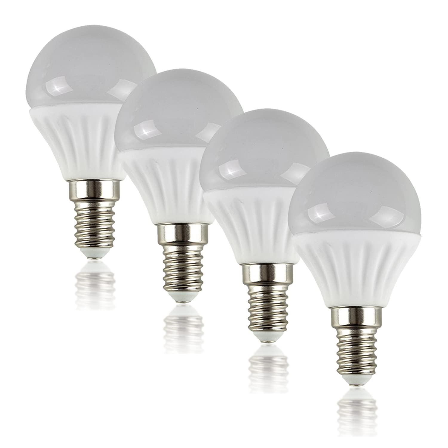 MiniSun | Pack of 4 4w LED SES E14 Golfball Energy Saving Long Life Light Bulbs [6500K Cool White] | Bulbs & Home Improvements Essential
