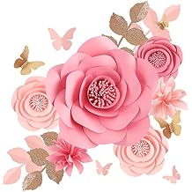Fonder Mols 3D Paper Flowers Decorations for Wall Blush Pink, Set of 16, Paper Flower Backdrop, Nursery Decor, Giant Paper Flowers, Wedding Centerpiece