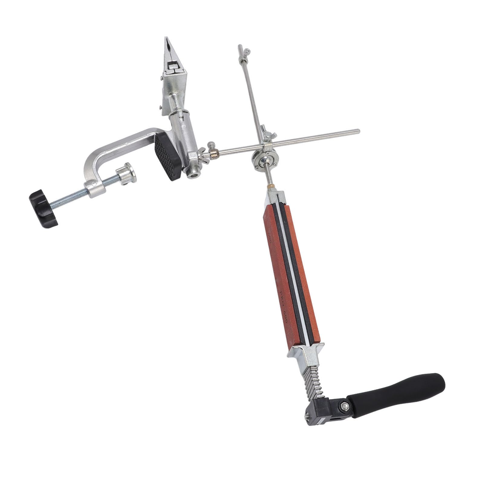 LiebeWH Affilacoltelli Ad Angolo Fisso RH006-B, Rotazione 360 Gradi con a Morsetto Rapido, 4 Pietre di Corindone Bianco per Coltelli da Cucina