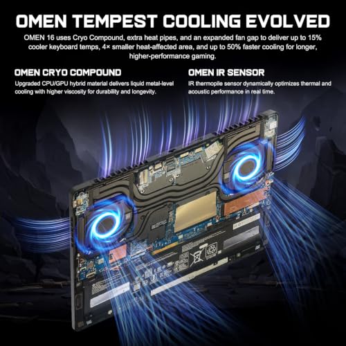 Image of HP OMEN RTX 5070 AMD Ryzen 9 8940HX 240Hz Gaming Laptop | 16 inch WQXGA IPS, 64GB DDR5 RAM, 1TB SSD, RGB Backlit KB, Low Blue Light, Windows 11 Home, w /bundle