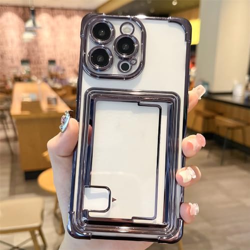 Coque iPhone 12 Pro antichoc transparente fente carte étui portefeuille noir
