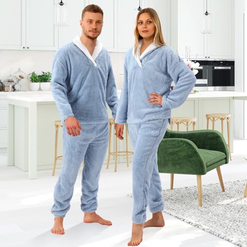 Cuffbow Fluffy Pajamas Set for Women Men Kids Family Fleece Pajamas Set Fuzzy Pjs Set Warm Sleepwear Pjs for Winter2