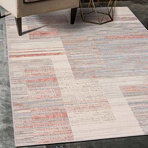 Carpeto Rugs Tapis Salon Rouge 180 X 250 Cm Moderne Vagues/Monaco Collection